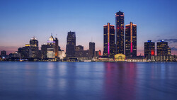 Detroit Skyline at sunset